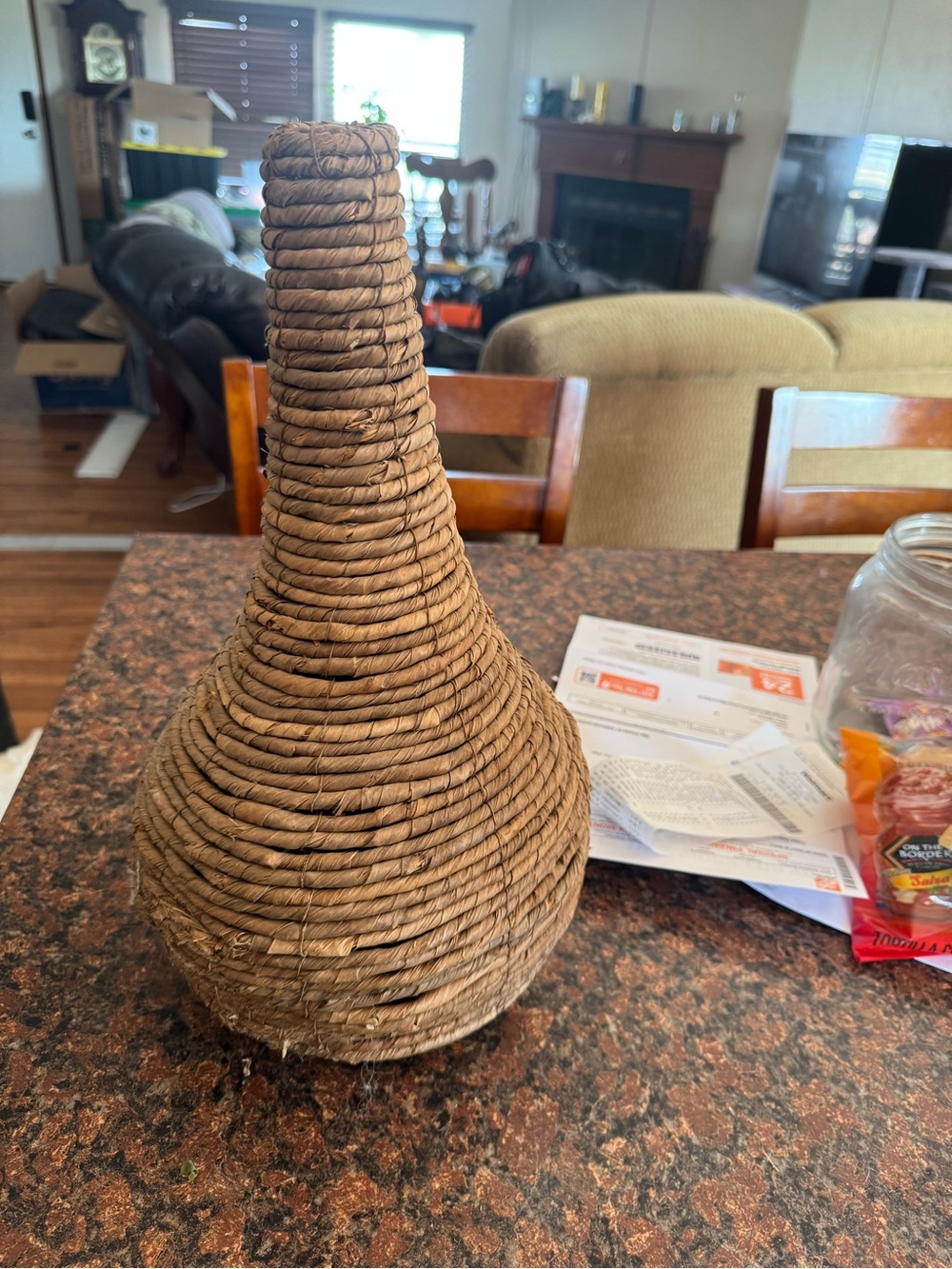 Handwoven Tan Rope Teardrop Vase - Rustic Home Accent